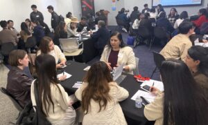 A view of one of the tables at the speed mentoring event