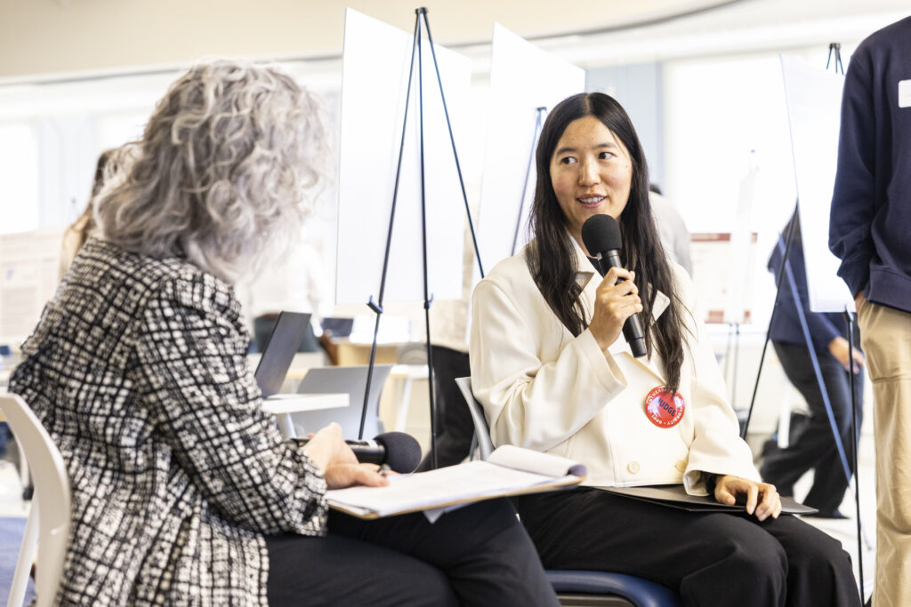 A photo from the fireside talk with Dr. Min Du